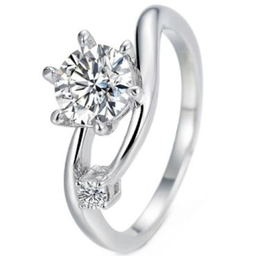 ***COI Sterling Silver 925 Solitaire Ring With Moissanite-01091A