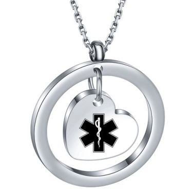 ***COI Titanium Medical Alert Heart Pendant-01095A