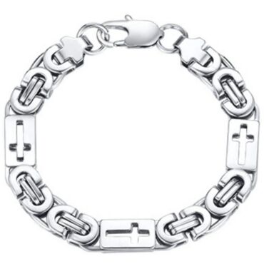 ***COI Titanium Cross Bracelet With Steel Clasp(Length: 7.48 inches)-01166A