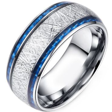 ***COI Titanium Dome Court Ring With Meteorite & Carbon Fiber-01217A