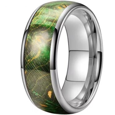 ***COI Titanium Green Koa Wood Dome Court Ring-01235A