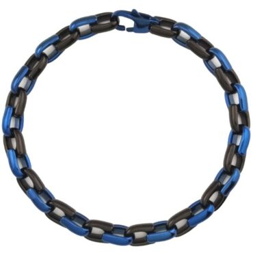 ***COI Titanium Blue Silver/Black Blue/Black Gold Tone Bracelet With Steel Clasp(Length: 8.0 inches)-01263A