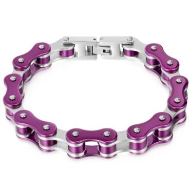 ***COI Titanium Purple Silver Bracelet With Steel Clasp(Length: 8.46 inches)-01266A