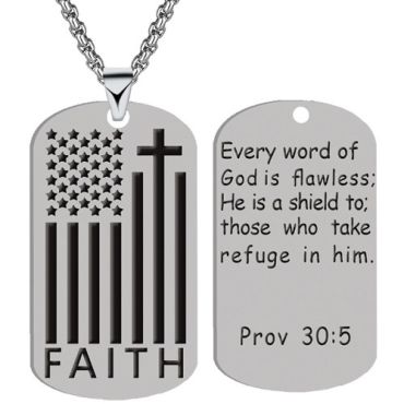 ***COI Titanium Black/Gold Tone/Silver Cross & Prayer Tag Pendant-01279A