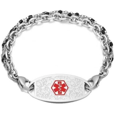 ***COI Titanium Medical Alert Bracelet With Steel Clasp(Length: 8.27 inches)-01282A