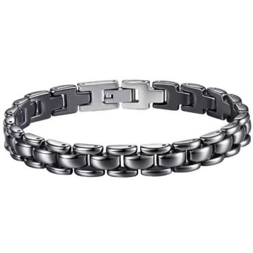***COI Titanium Black/White Ceramic Bracelet With Steel Clasp(Length: 7.87 inches)-01286A