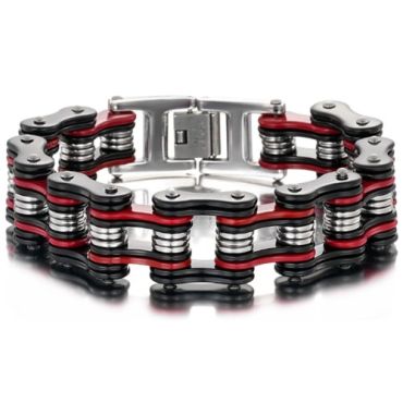***COI Titanium Black Red Silver Bracelet With Steel Clasp(Length: 8.85 inches)-01295A