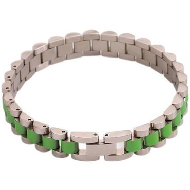 ***COI Titanium Black/Red/Green/Pink/Blue/Purple/White Silver Bracelet With Steel Clasp(Length: 8.27 inches)-01319A