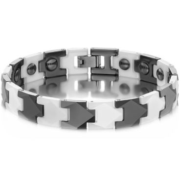 ***COI Titanium Ceramic Bracelet With Steel Clasp(Length: 8.27 inches)-01334A