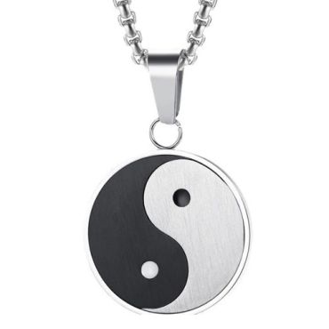 ***COI Titanium Black Silver Yin Yang Pendant-01346A