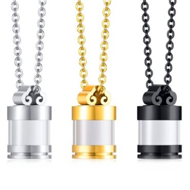 ***COI Titanium Black/Silver/Gold Tone Cremation Pendant For Ashes of Pets and People-01353A