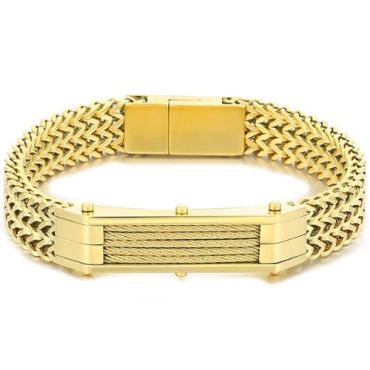 ***COI Titanium Black/Gold Tone/Silver Wire Bracelet With Steel Clasp(Length: 7.87 inches)-01378A