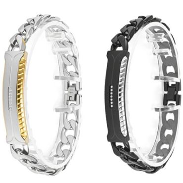 ***COI Titanium Silver Black/Gold Tone Cubic Zirconia Bracelet With Steel Clasp(Length: 8.85 inches)-01461A