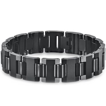 ***COI Black Tungsten Carbide Bracelet With Steel Clasp(Length: 8.27 inches) -01473A