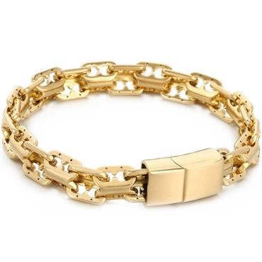 ***COI Titanium Gold Tone/Silver Bracelet With Steel Clasp(Length: 9.06 inches) -01482A