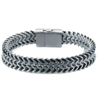 ***COI Titanium Black Gold Tone/Silver Bracelet With Steel Clasp(Length: 8.46 inches) -01489A