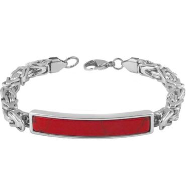 ***COI Titanium Red Turquoise/Tiger Eye Bracelet With Steel Clasp(Length: 8.66 inches)-01510A