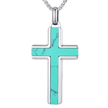 ***COI Titanium Turquoise Cross Pendant-01559A