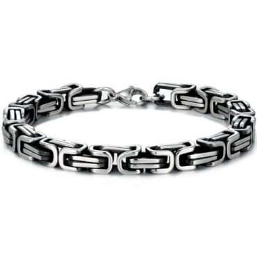 ***COI Titanium Black Silver Bracelet With Steel Clasp(Length: 8.66 inches)-01562A
