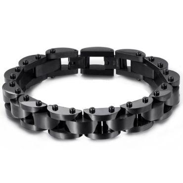 ***COI Black Titanium Bracelet With Steel Clasp(Length: 8.66 inches)-01570A