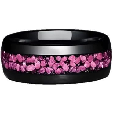 ***COI Black Titanium Created Pink Sapphire Dome Court Ring-01583A