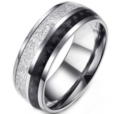 ***COI Titanium Meteorite & Carbon Fiber Dome Court Ring-01589A