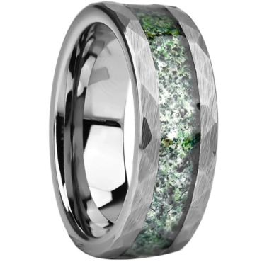 ***COI Tungsten Carbide Faceted Ring With Meteorite-01599A