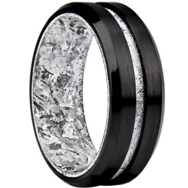 ***COI Black Titanium Meteorite Beveled Edges Ring-01601A