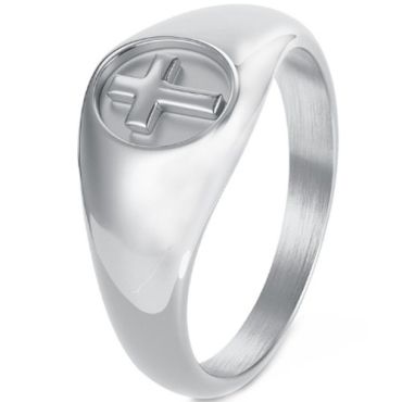 ***COI Titanium Black/Gold Tone/Silver Cross Ring-01624A