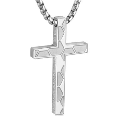 ***COI Titanium Black/Silver You Are Never Alone Cross Pendant-01642A