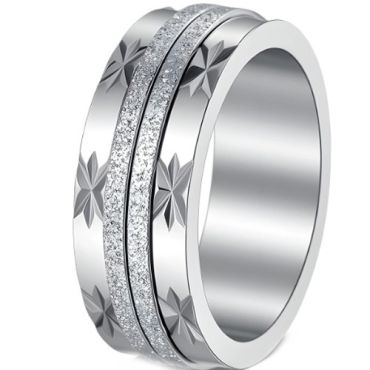 ***COI Titanium Sandblasted Rotating Ring With Stars-01653A