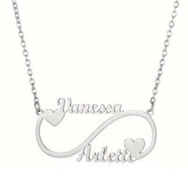 ***COI Titanium Gold Tone/Silver Custom Names Necklace(Length: 19.68 inches)-01673A