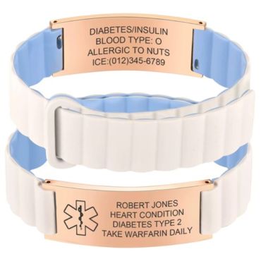 ***COI Rose Titanium Medical Alert Rubber Bracelet With Steel Clasp(Length: 8.27 inches) -01675A