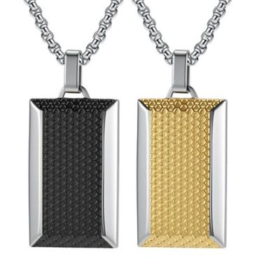 ***COI Titanium Black/Gold Tone Silver Tag Pendant-01697A