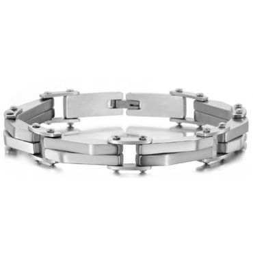 ***COI Titanium Black/Gold Tone/Silver Silver Bracelet With Steel Clasp(Length: 8.66 inches) -01707A