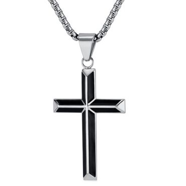 ***COI Titanium Black Gold Tone/Silver Cross Pendant-01752A
