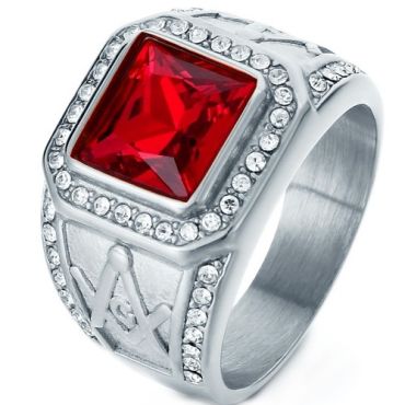 ***COI Titanium Gold Tone/Silver Masonic Freemason Ring-01753A