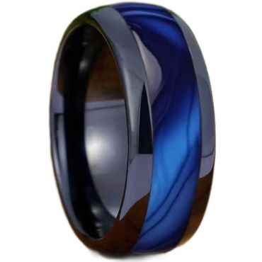 ***COI Black Titanium Abalone Shell Dome Court Ring-01768A