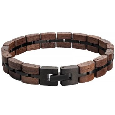 ***COI Black Titanium Koa Wood Bracelet With Steel Clasp(Length: 8.66 inches)-01837A
