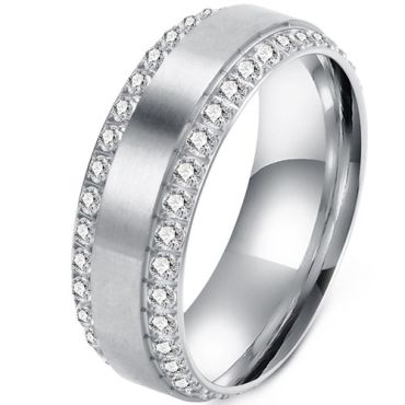 ***COI Titanium Gold Tone/Silver Ring With Cubic Zirconia-01864A