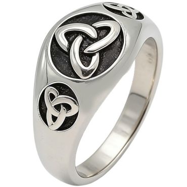 ***COI Titanium Black Silver Trinity Knots Ring-01868A