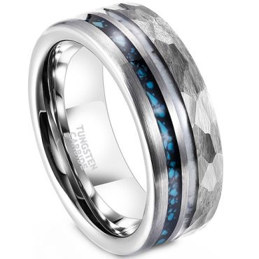 ***COI Tungsten Carbide Deer Antler & Turquoise Faceted Ring-01913A