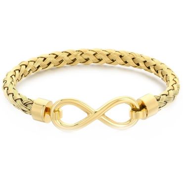 ***COI Titanium Gold Tone/Silver Infinity Bracelet With Steel Clasp(Length: 7.48 inches)-01943A