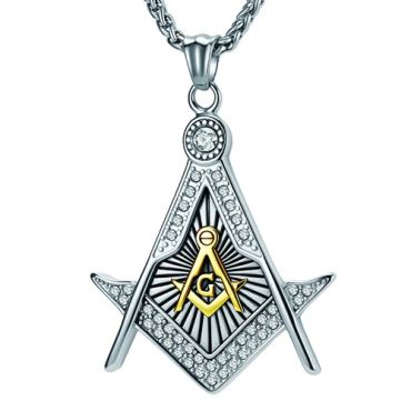 ***COI Titanium Gold Tone/Silver/Silver & Gold Tone Masonic Freemason Pendant-01974A