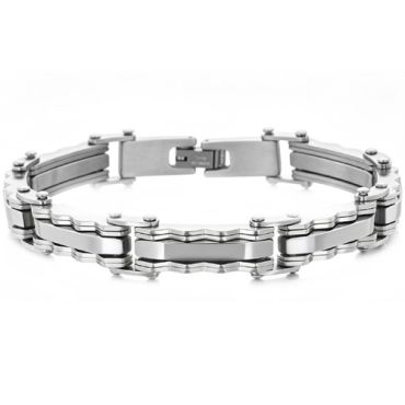 ***COI Titanium Silver/Gold Tone Silver Bracelet With Steel Clasp(Length: 8.85 inches)-01993A