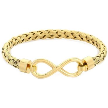 ***COI Titanium Gold Tone/Silver Infinity Bracelet With Steel Clasp(Length: 7.48 inches)-02016A