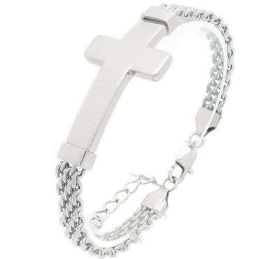 ***COI Titanium Gold Tone /Silver Cross Bracelet With Steel Clasp(Length: 7.48 inches)-02020A