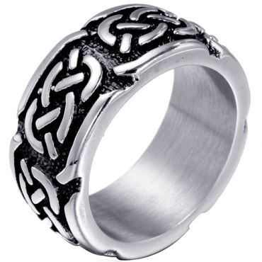 ****COI Titanium Black Gold Tone/Silver Celtic Ring-02026A