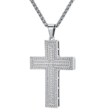 ****COI Titanium Gold Tone/Silver Cross Pendant With Cubic Zirconia-02034A