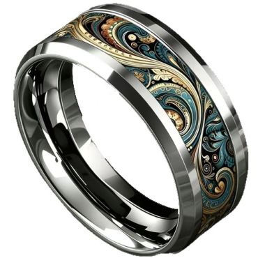****COI Titanium Camouflage Celtic Beveled Edges Ring-02058A